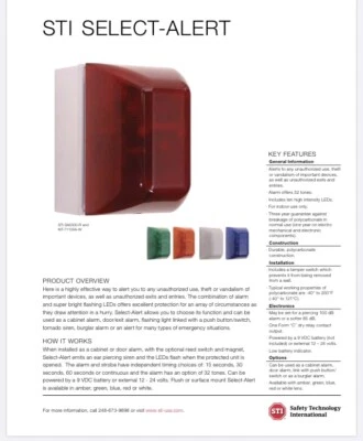 Safety Technology International STI-SA5000-W White Select-Alert Alarm [CTA]