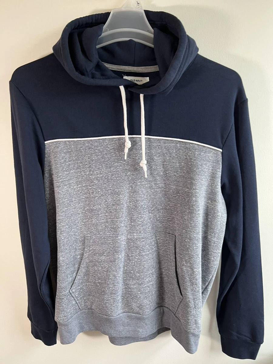 Navy blue hoodie online with grey sleeves
