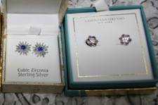 Sterling silver cubic zirconia snowflake shaped stud earrings 12.99 EACH BOX