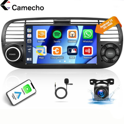 7'' Carplay Autoradio Android 13 GPS Navi WIFI Bluetooth für Fiat 500 2007-2015