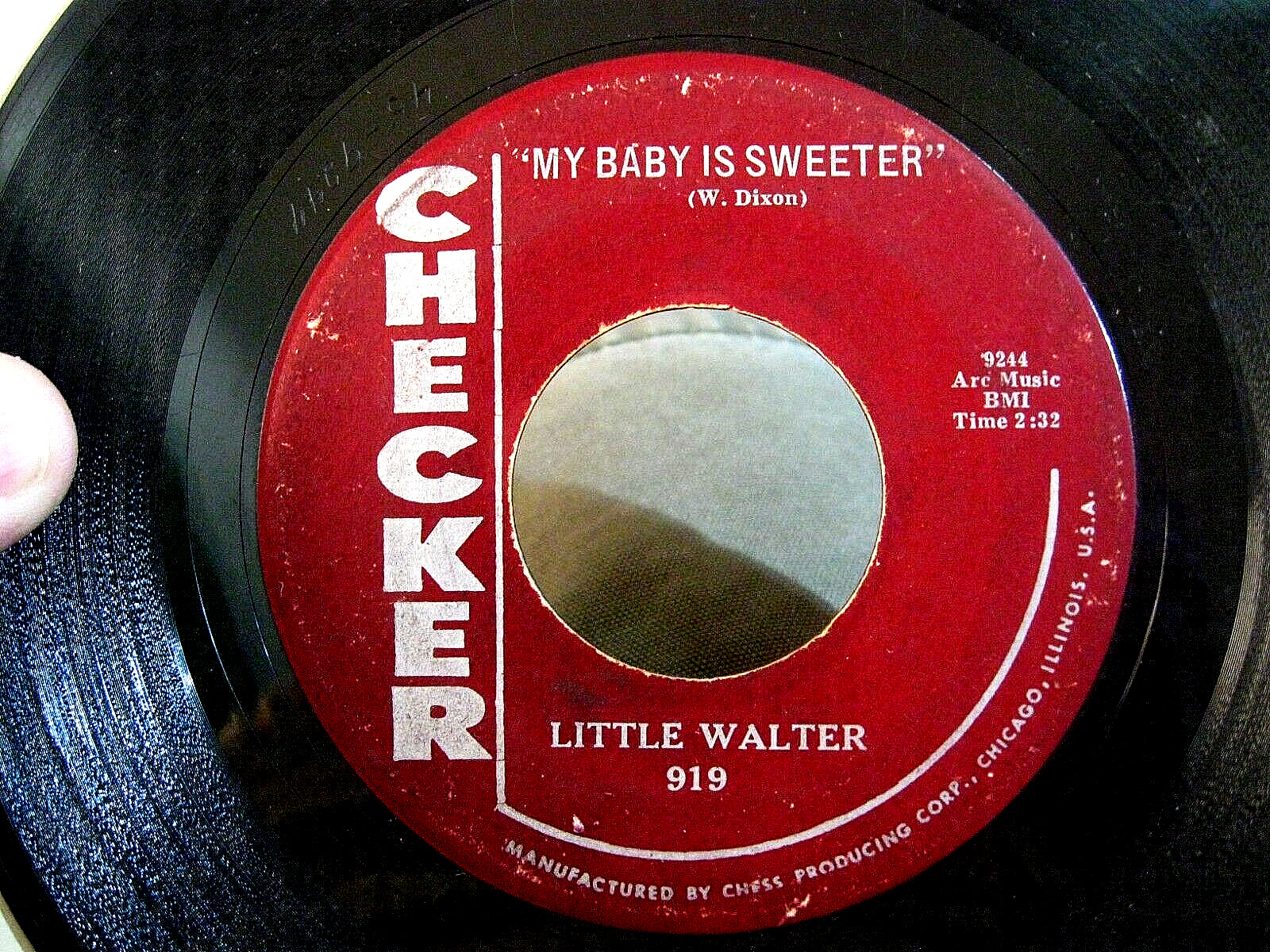 LITTLE WALTER 45 MY BABY IS SWEETER / CRAZY MIXED UP WORLD  1959 BLUES VG