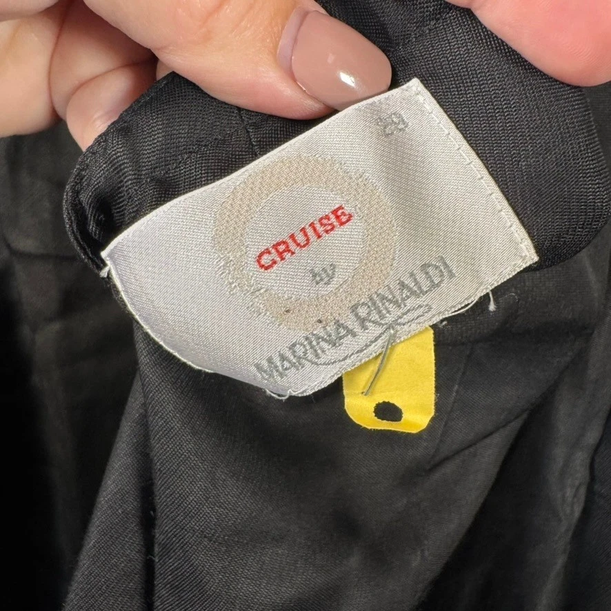 Marina Rinaldi Cruise Halter Dress Size 28 Plus Italian Silk Flax Blk Minimalist - Image 3 of 4