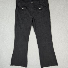 Aeropostale Women Pants 12 Black Low Rise Flare Y2K Utility Pockets 31" Inseam