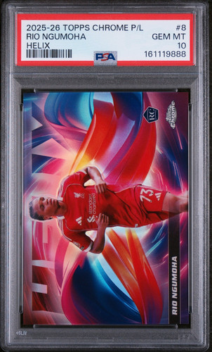 Rio Ngumoha #HX-8 2026 Topps Chrome Premier League Helix card