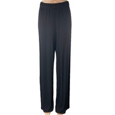 Skims Women's Black Rib Knit Straight Wide Leg High Waist Trousers Pants Size