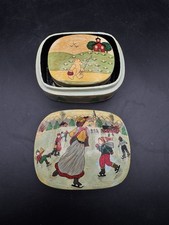 Vintage Hand Painted Bentwood Boxes Folk Art Scandinavian & Pooh Set