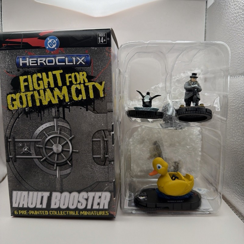 HEROCLIX Fight for Gotham City Vault Booster PENGUIN Rubber Ducky Complete Box
