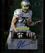2015 Panini Contenders Draft Picks Jake Fisher College Ticket Red Auto TV1990
