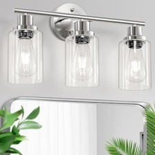 3-Light Bathroom Light Fixtures, Brushed Nickel Vanity Lights