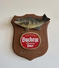 Vintage Buckeye Premium Beer Sign Bass Fish Mount Wall Plaque Rare Toledo OH