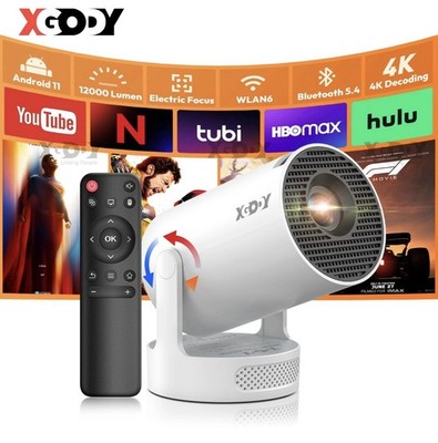 XGODY Gimbal 3 New Video Beamer HD Projektor 1080P 4K 5G WiFi Heimkino Bluetooth
