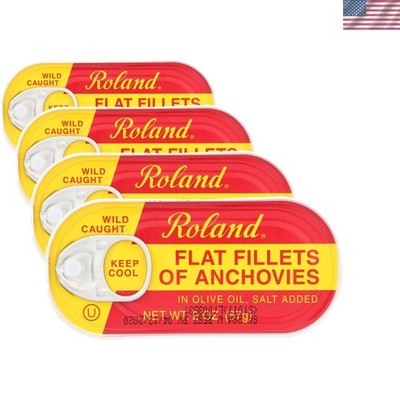 Sustainable Olive Oil Anchovies - Flat Fillets, 2 oz Pack of 4, Healthy Protein