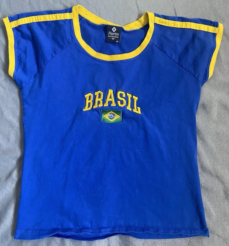 Baby Tee Brazil Pierim Vintage Y2K Rare Blue Medium Carpenter