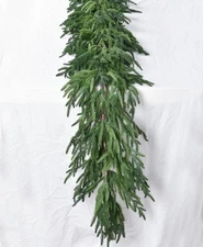 Lvydec Christmas Norfolk Pine Garlands, Real Touch Artificial Pine Greenery G...