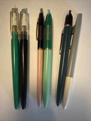 Vintage Push Button Ballpoint Pens Lot Of 6 Scripto Navec Wearever USA MCM
