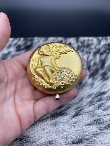 Polvere pressata lucida compatta angelo tono oro Estee Lauder vintage da collezione - Foto 3 di 24