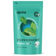 Pure Peppermint Tea - no stems, 100 Natural Herbal Tea, 60 bags, USA seller