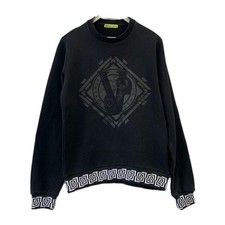 Versace Jeans Black Crewneck Sweatshirt Graphic Logo Cotton Pullover Men  s 192