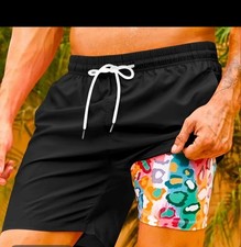 Men's Swim Trunks with Compression Liner Quick Dry Swim Board Shorts 