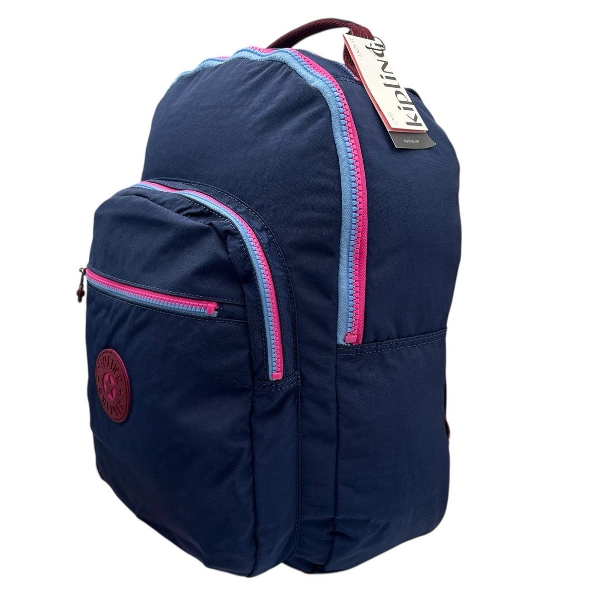 Kipling Womens Seoul Large Nylon Backpack Mod Navy Blue Pink 15