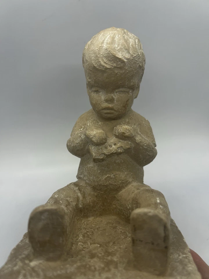 Vintage Royal Haeger Pottery Little Boy With Car Figure Statue Small Child 6.5in - Image 3 of 4