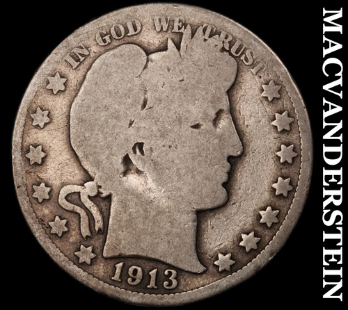 1913 Barber Half Dollar- Silver- Scarce Key Date No Reserve #J876