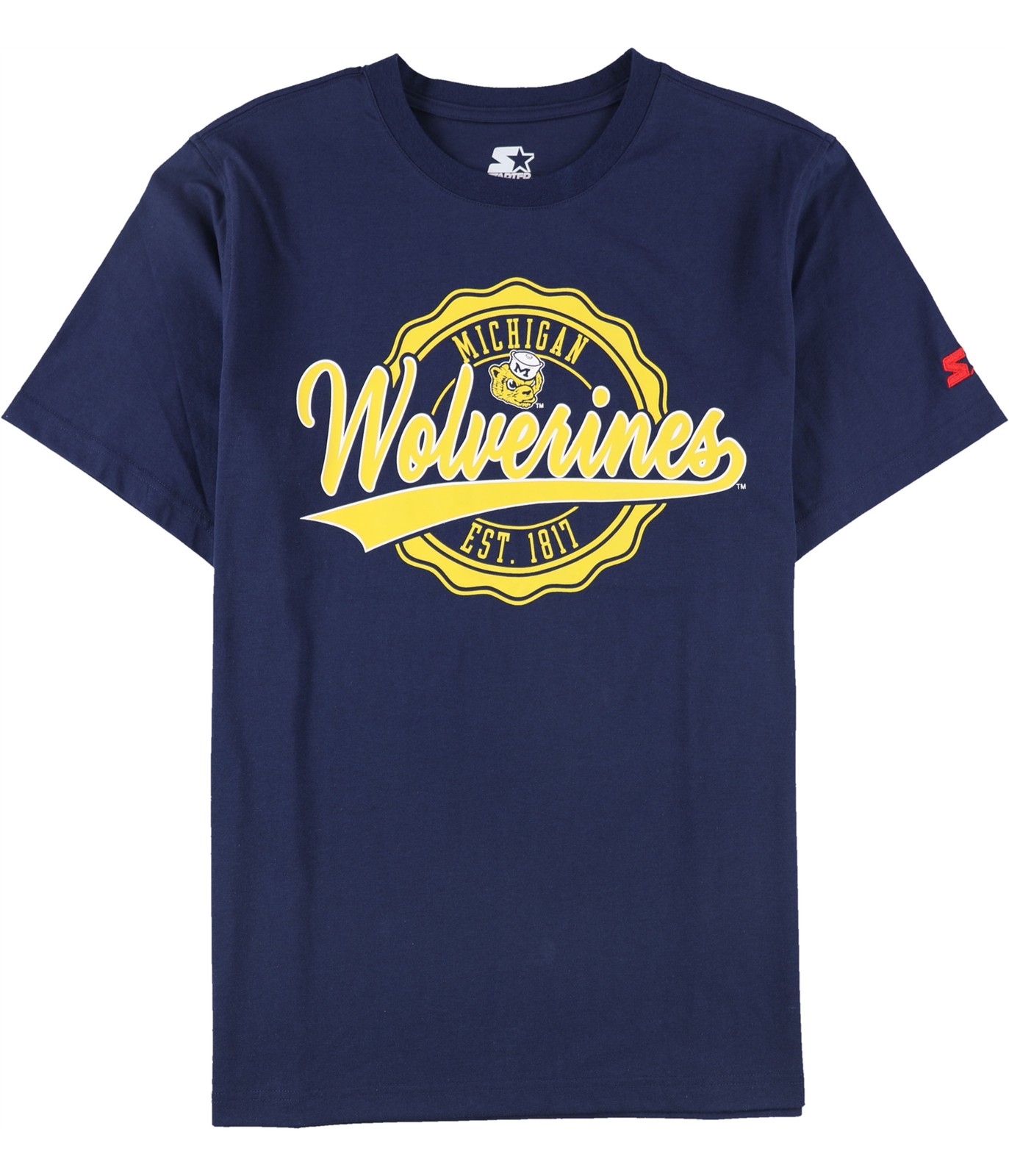 STARTER Mens Michigan Wolverines Graphic T-Shirt Blue Large 4590₽
