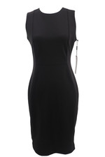 Calvin Klein Midi Dress Womens Size 6 Black Sheath Sleeveless Career Casual New