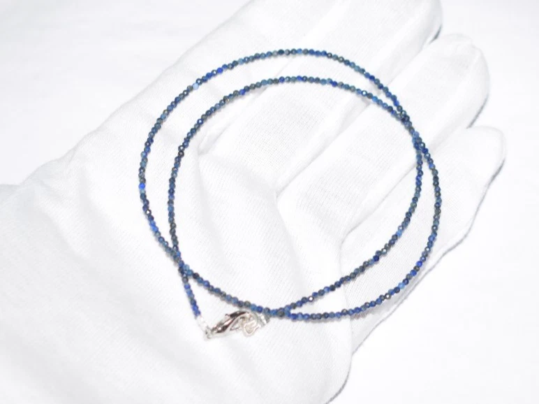 30.5cm Naturale Lapislazzuli Collane 925 Argento Sterling 2 MM Perline Gemma - Immagine 4 di 4