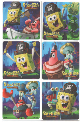 25 SpongeBob Search For SpongeBob Movie Stickers, 2.5''x2.5'' each