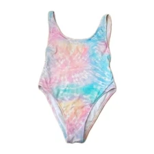 Xhilaration Womens One Piece Swimsuit Pink Blue Tie Dye Bikini-Style Size S