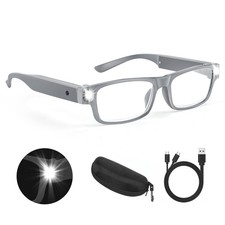 200% Magnifying Glasses with Light,USB Rechargeable LED Lighted Gray