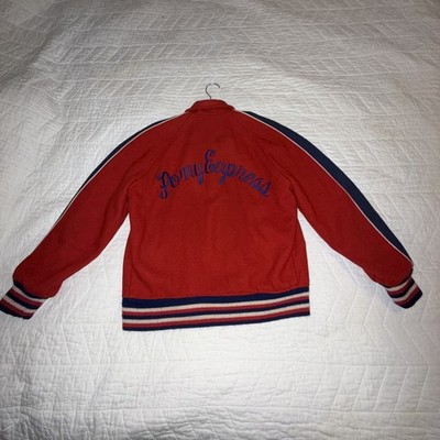 VINTAGE PONY EXPRESS LETTERMAN JACKET SIZE SMALL /36 VERRY RARE EUC !!!!!