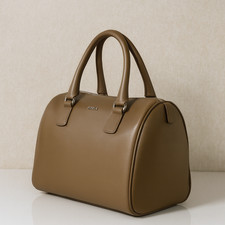 NEW FURLA D-light Taupe Brown Saffiano Classic Satchel/Handbag - Made in Italy
