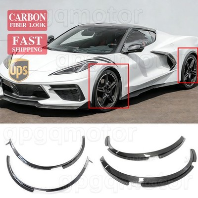 For Corvette C8 Z06 Stingray 2020-25 Carbon Look Front+Rear Wheel Fender Flares
