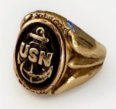 12K Gold-Filled United States Navy (USN) Insignia Ring Vintage Size 6.5