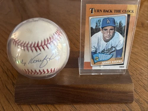 Sandy Koufax Autographed National League Baseball Ball And Cardholder