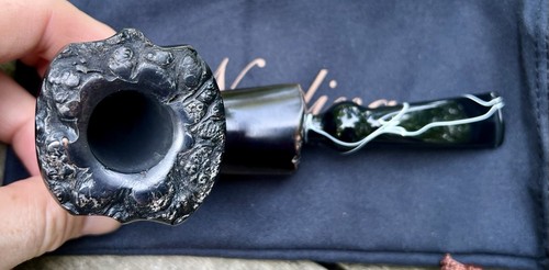 Erik Nording Black Smooth Freehand Briar Pipe Black Acrylic Swirl Stem - NEW - Picture 3 of 8