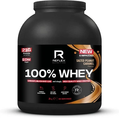 Reflex Nutrition 100% Whey Protein Powder 2Kg Hi Protein Low Sugar 66 Servings