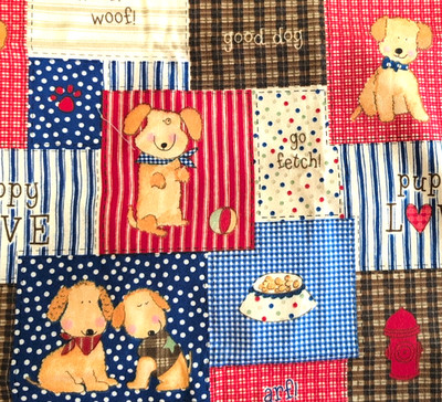 Cotton Flannel Fabric LIL ONES Dog Patchwork by Dena Designs 44'' x  1¼ Yds