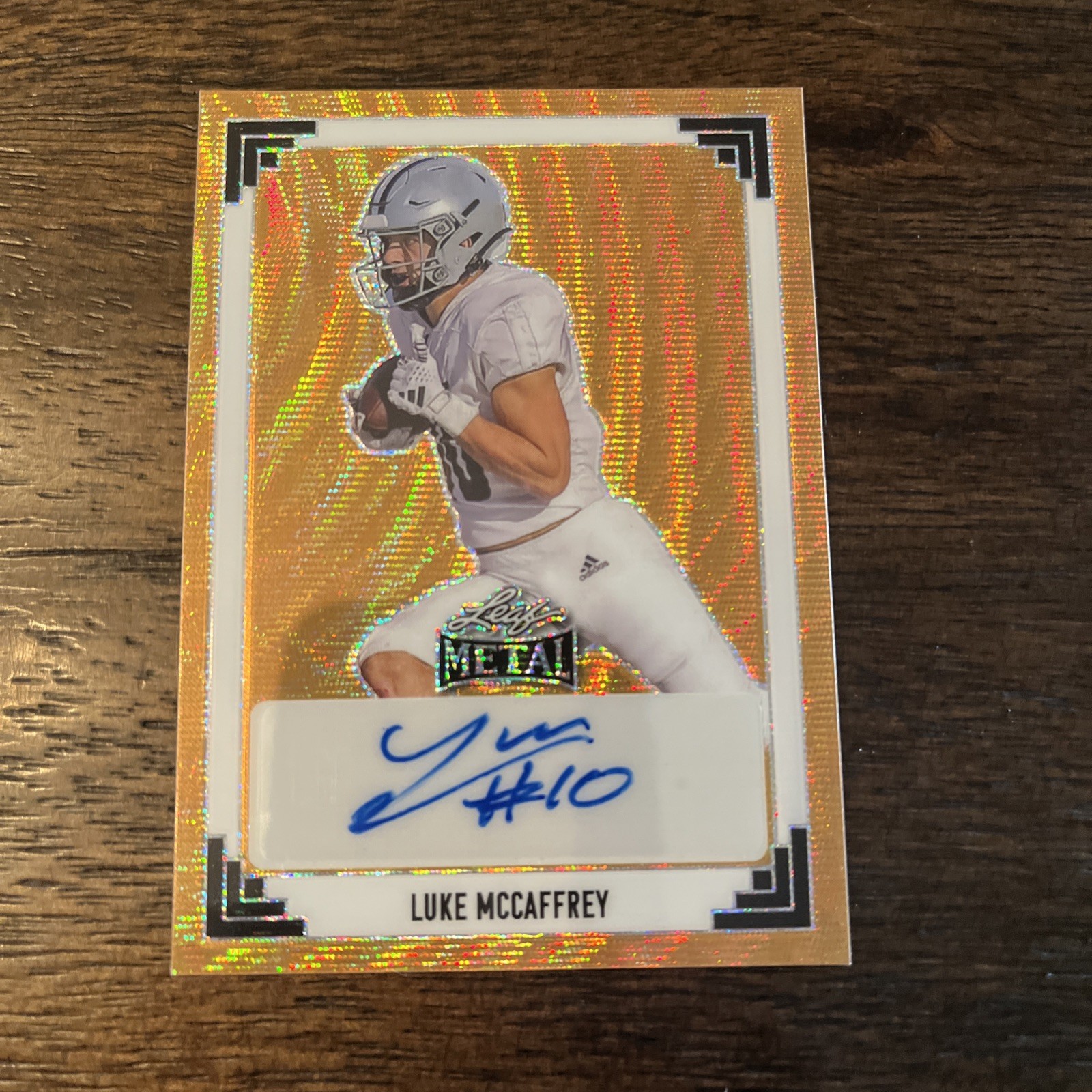 Luke McCaffrey Leaf Metal 1991 Leaf Autographs #91ALMC Gold Lazer