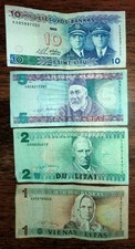 Alte Banknoten f&uuml;r Sammler, "LITAUEN" - 4 ALTE VERSCHIEDENE SCHEINE 1993/1994 !!