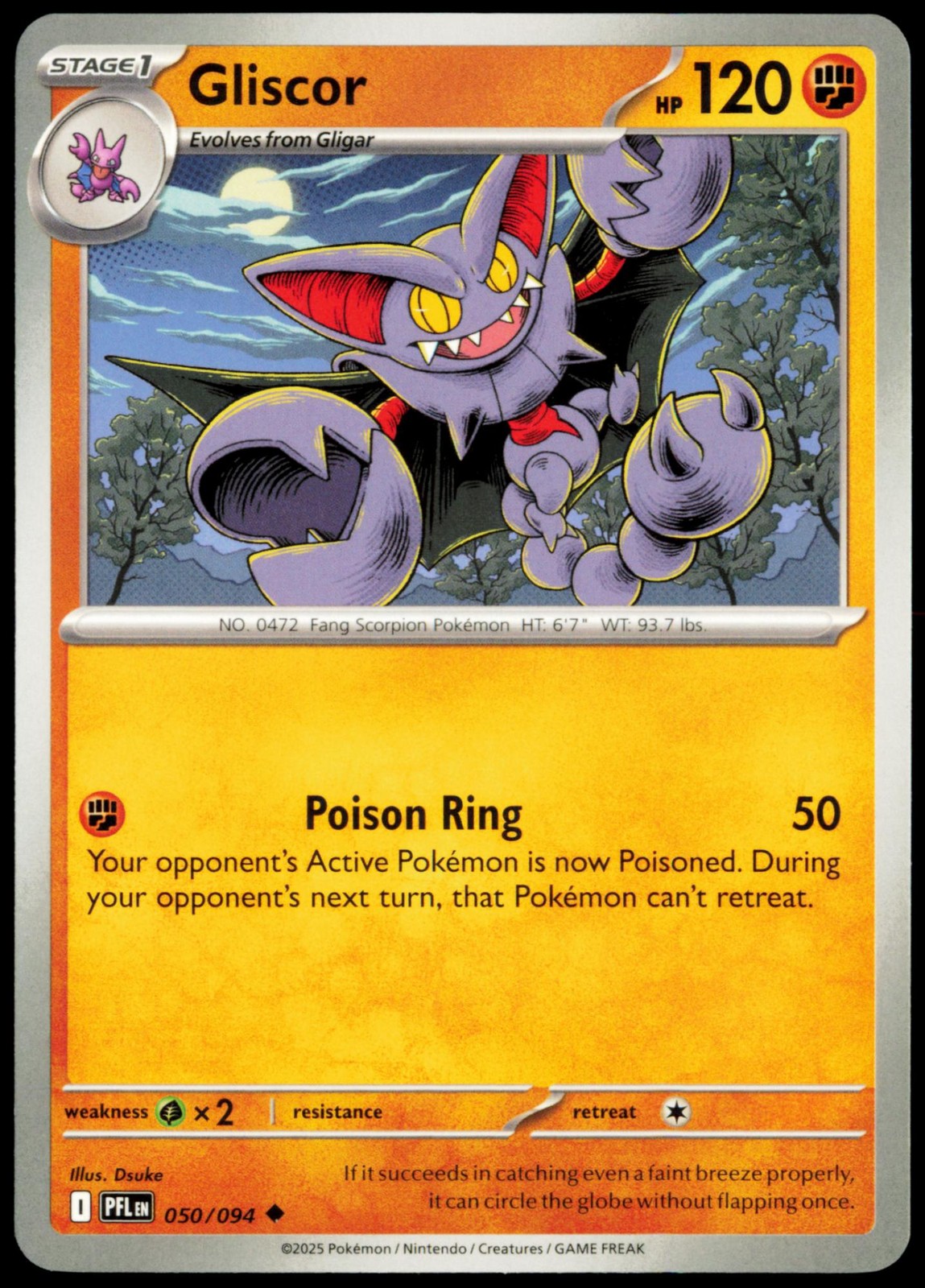 Gliscor 050/094 Uncommon Phantasmal Flames Pokemon NM/M