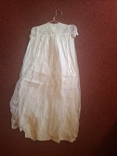 Beautiful handmade Lace and Satin Christening Gown from 1960s. 65cm length. 
