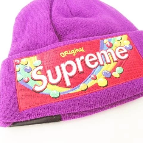 Bonnet Supreme Skittlesera étiqueté 24Fw tricot pop violet