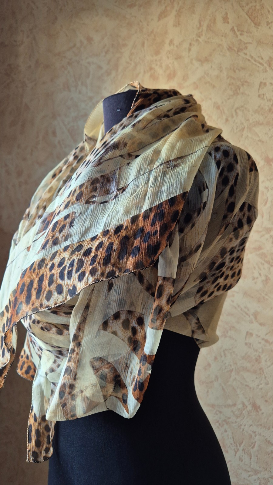 ROBERTO CAVALLI large silk rectangular scarf anim… - image 5