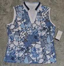 JOHNNY WAS JW Active Bee Active Basic Polo Tank Moonlight Glass size XL NWT $150