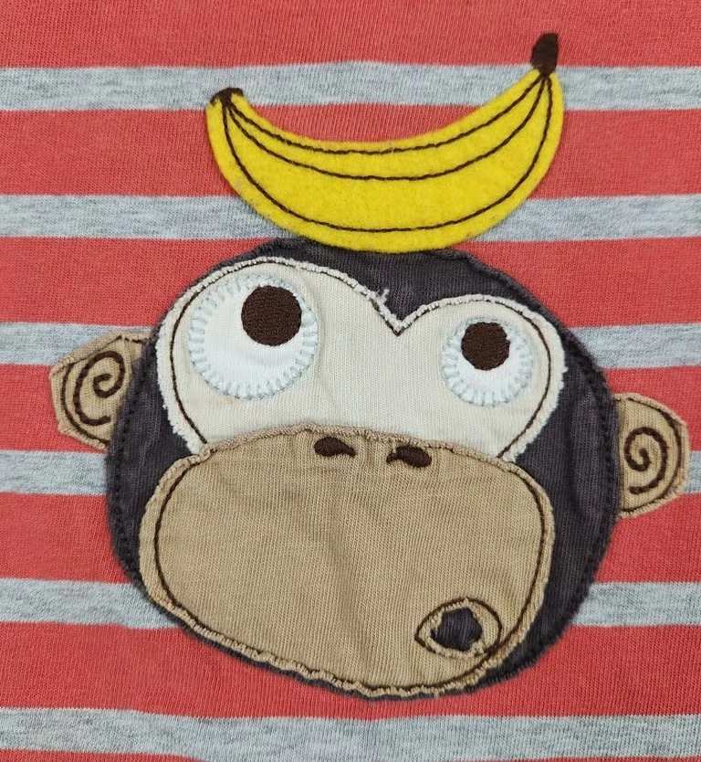 Vintage Y2K - Mini Boden Striped Long Sleeve Monkey Banana Applique Shirt - Image 3 of 4