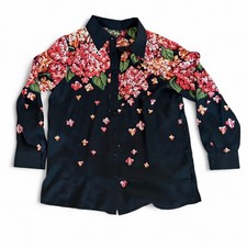 Women  s M Vintage Bob Mackie Wearable Art Silk Floral Blouse NWT