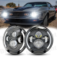 For Ford 1965-1973 Mustang For Bronco Pair 7 Round Led Headlights Hilow Beam